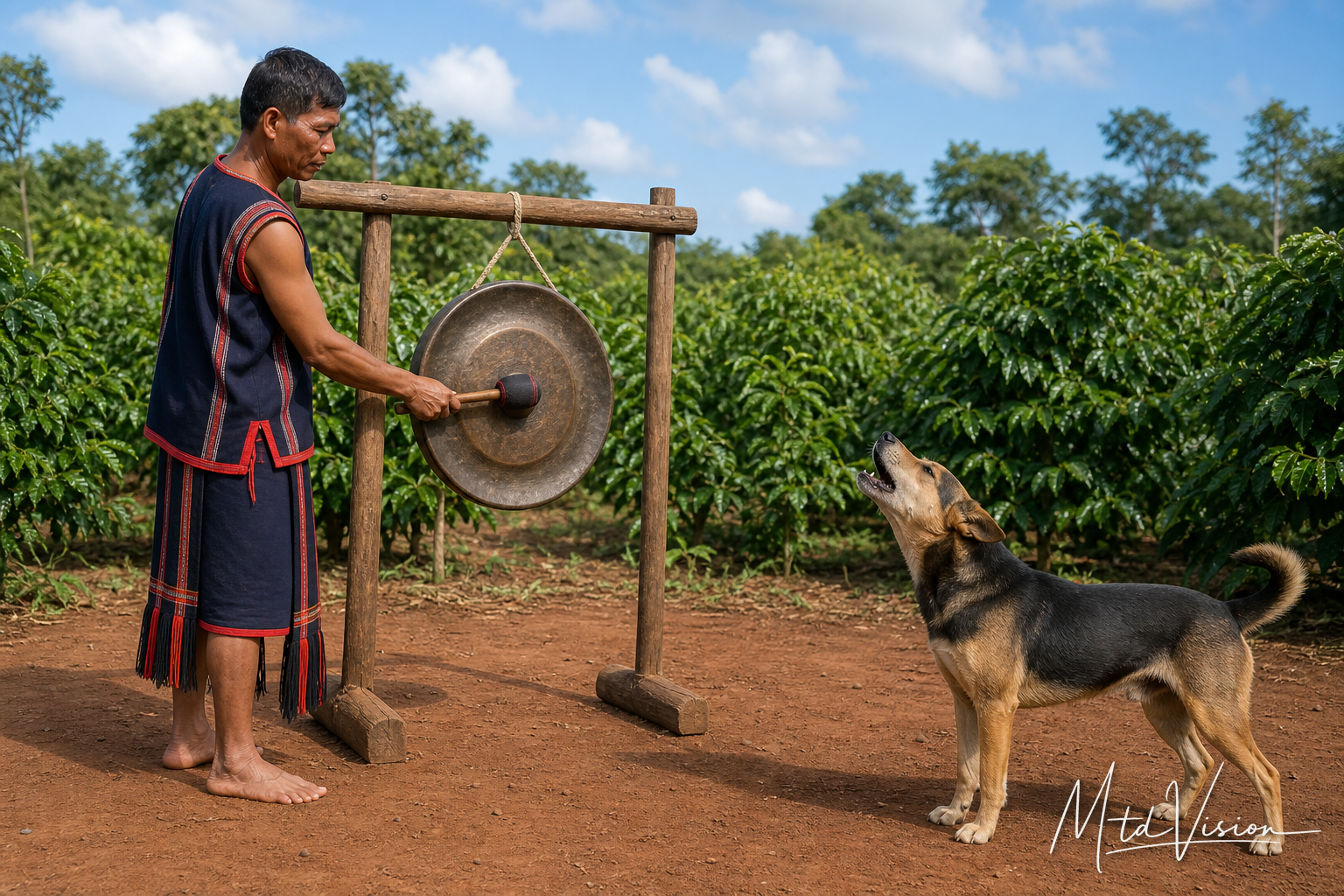 To make a dog howl (bi alô̆).