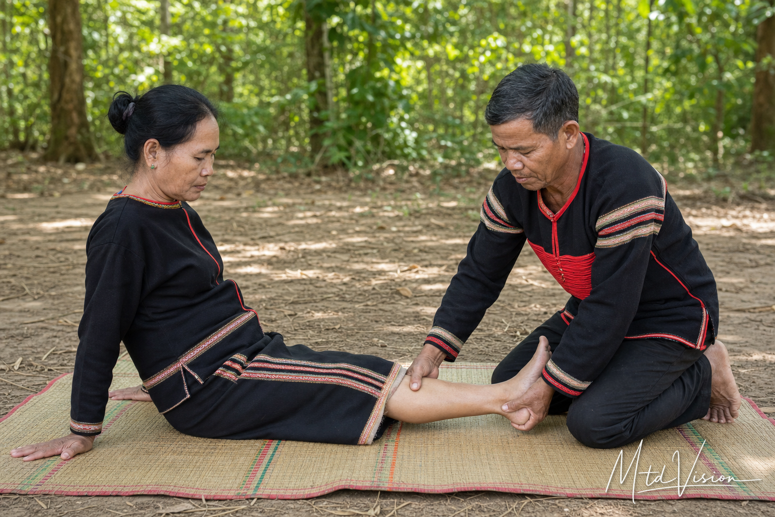 To stretch out someone else's legs.