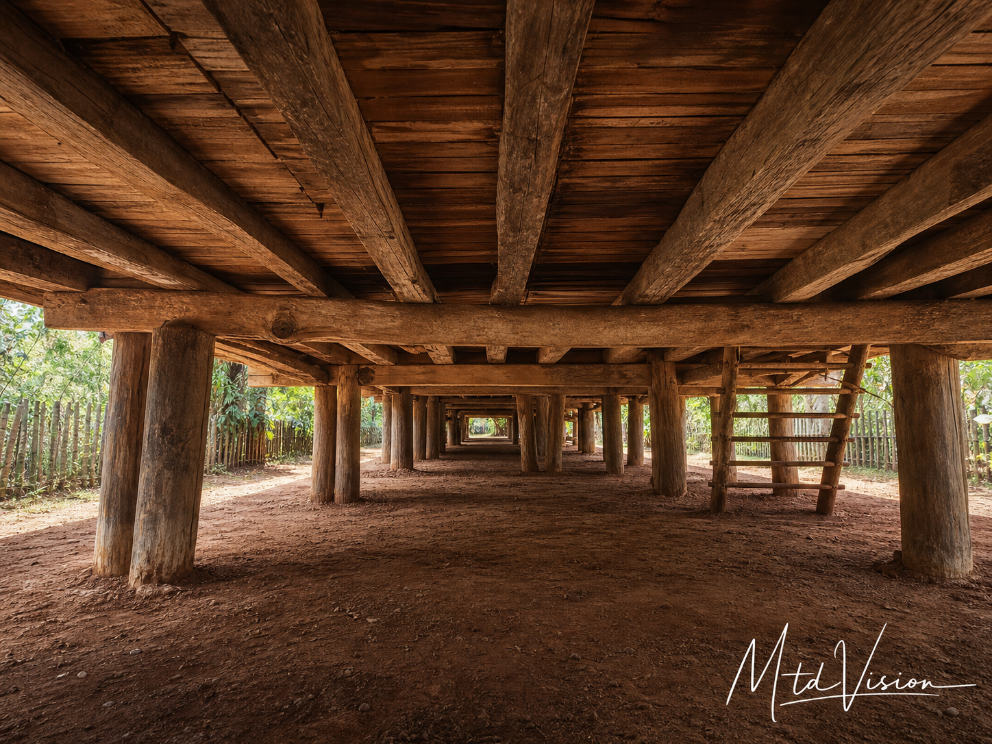 Underside of floor in a traditional house.