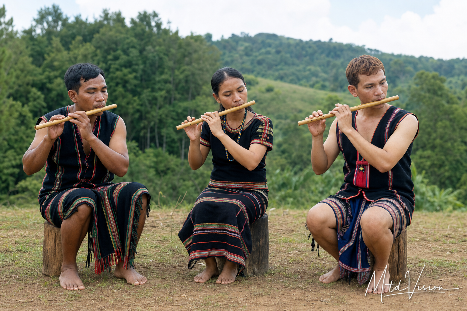 bi ayŭ: to blow across a musical instrument such as a flute, plural.