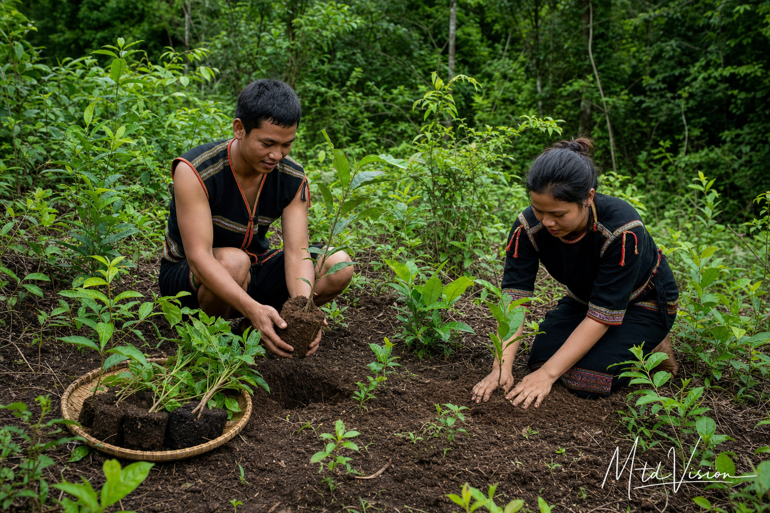 bi bhĭt: to make vegetation dense.