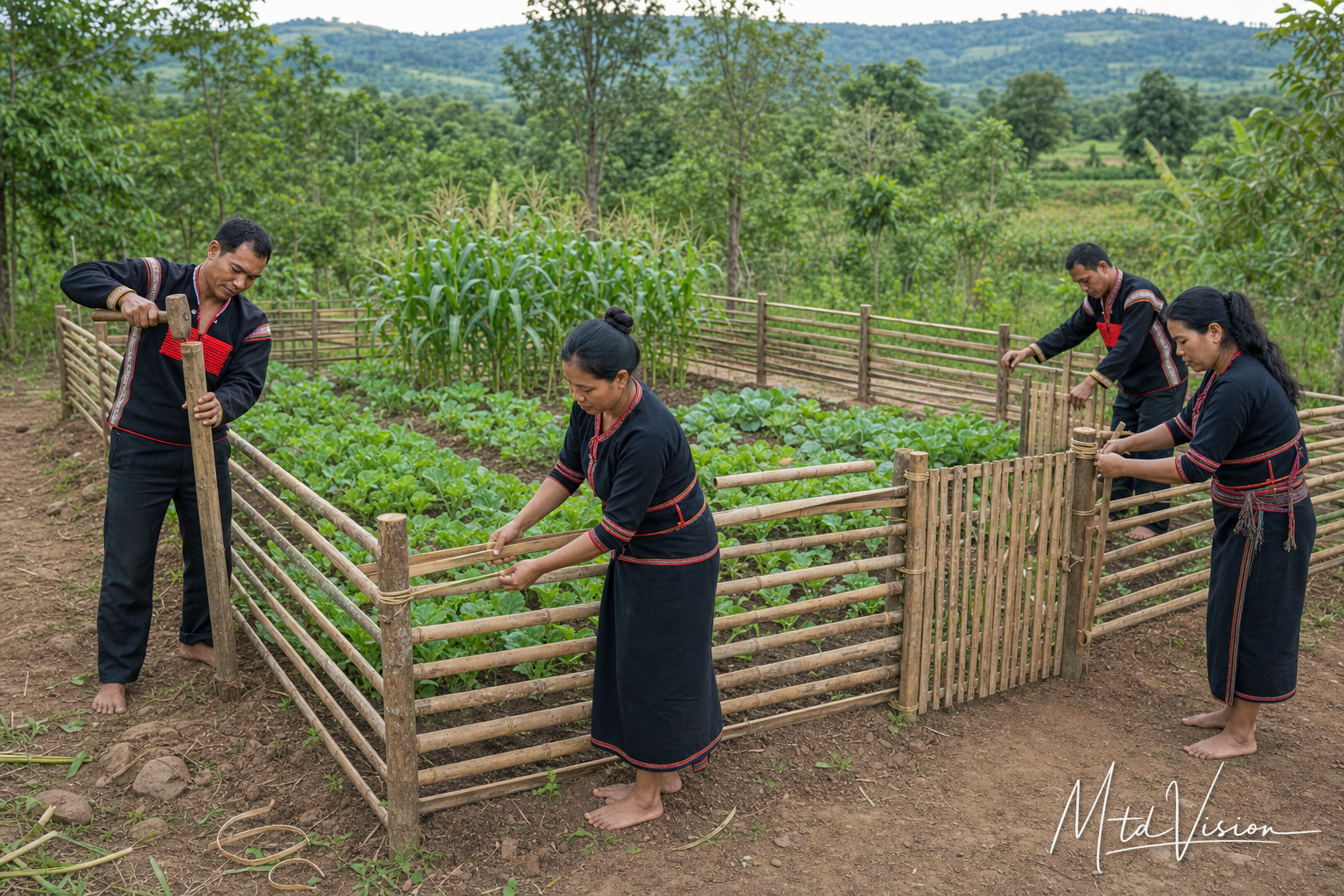 bi bư̆ mnư̆: to build a fence around (plural).