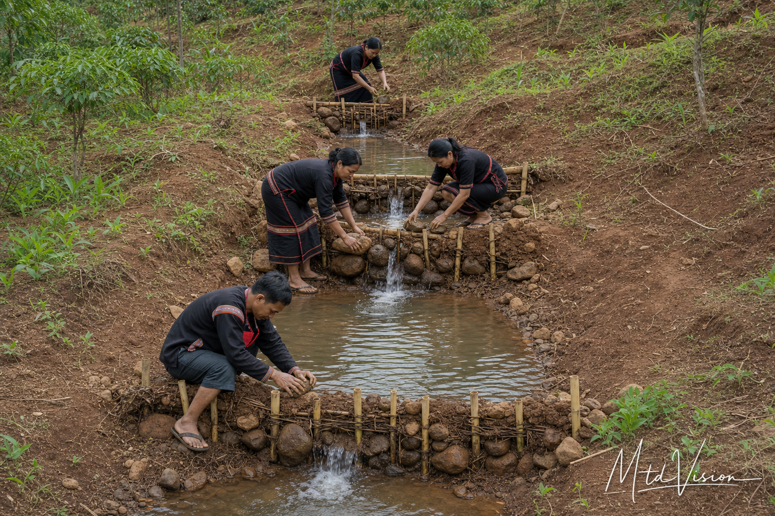 bư̆ êa: to build a dam (plural).