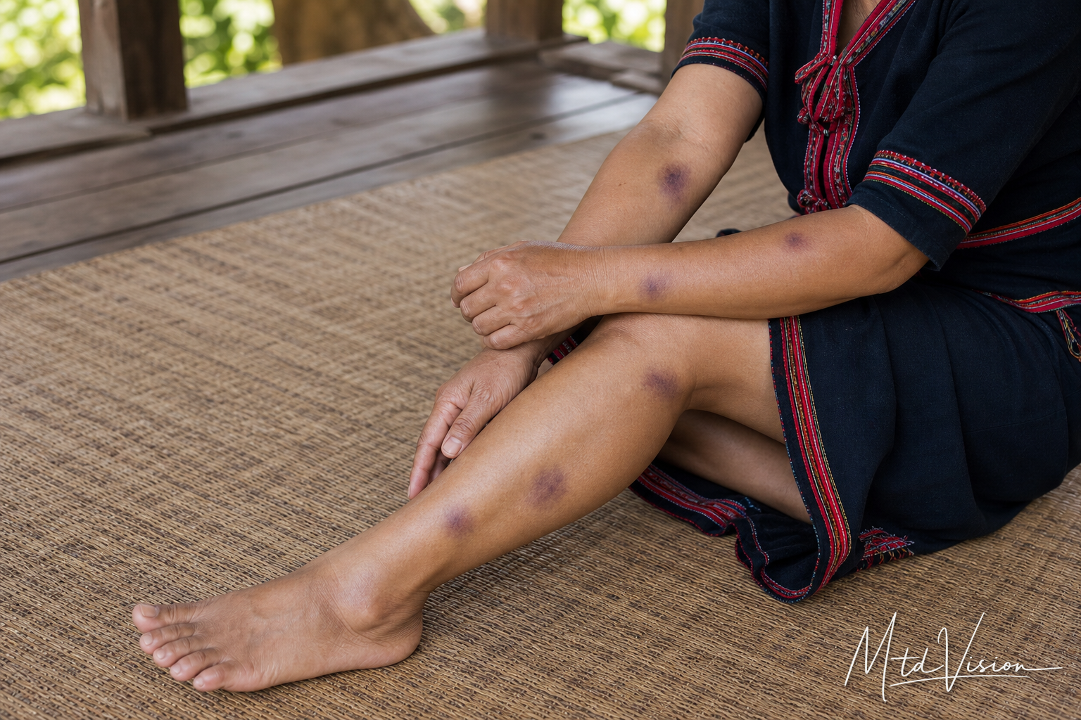 To be bruised in many places.