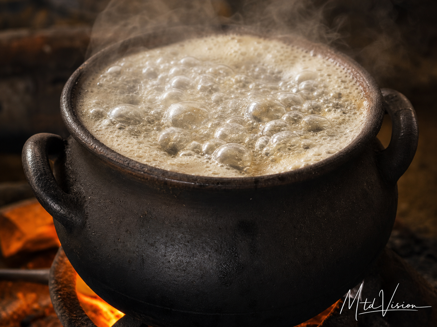 Describes foaming or boiling liquids.