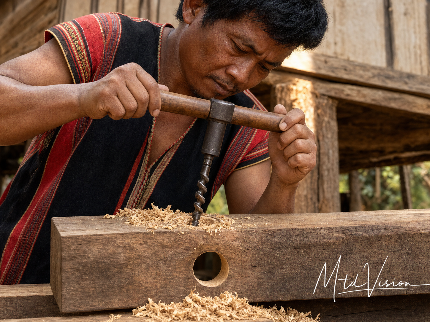 bi ƀăng: To bore a hole.