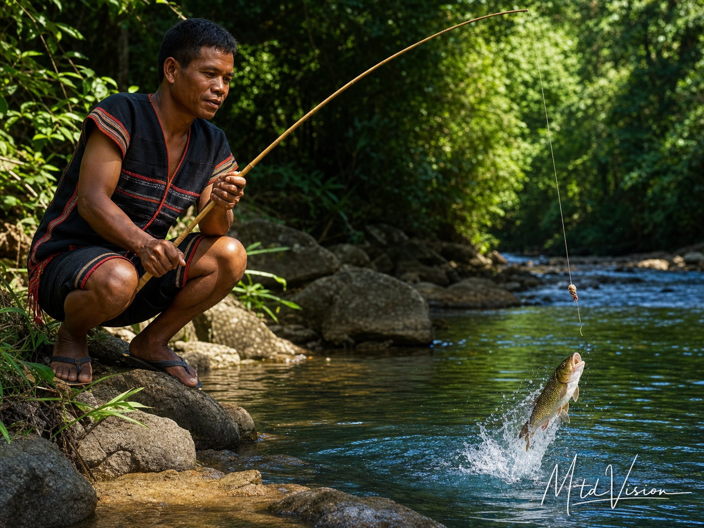 Describes a fish jumping or snapping at bait.