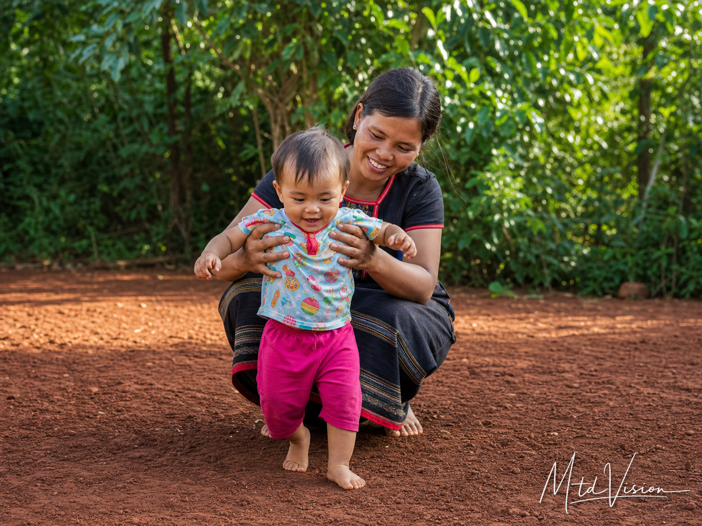 To guide or support a child learning to walk.