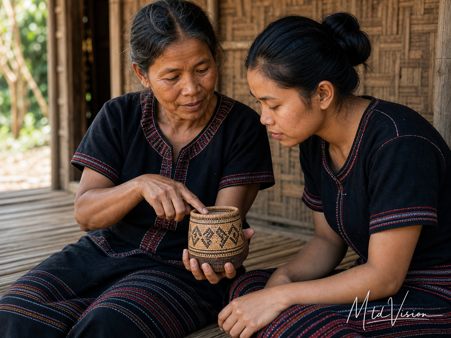 bi dlăng: To make someone look or to show.
