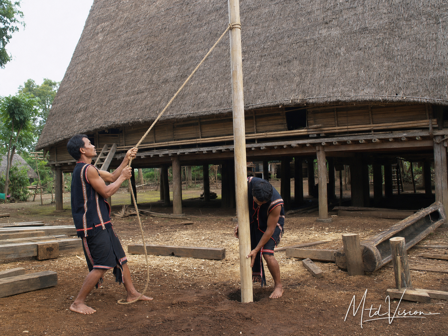 bi dơ̌ng: To make something upright or vertical.